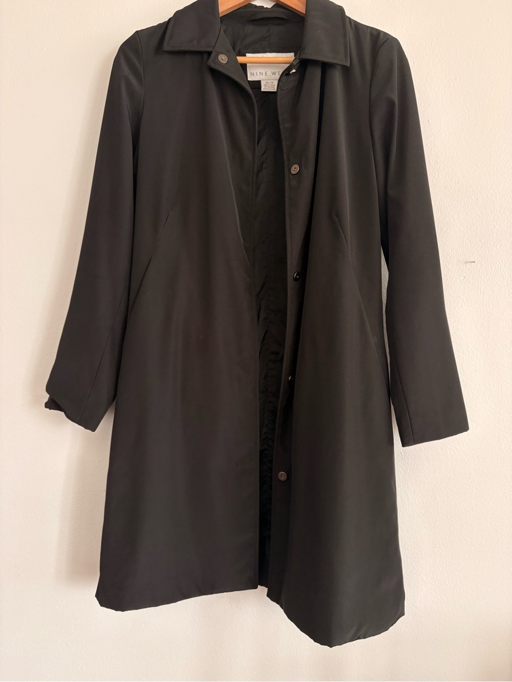 VintageNine West Black Raincoat Car Coat XS | Water Resistant Lightweight Jacket